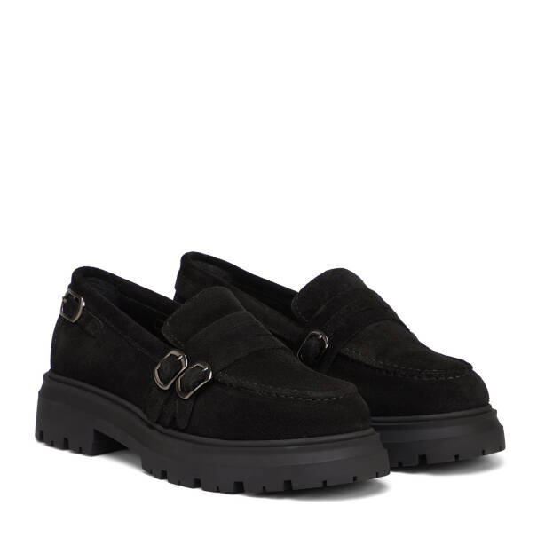 Siyah Hakiki Süet Deri Kadın Loafer - K26S1AY68922-A01 - 2
