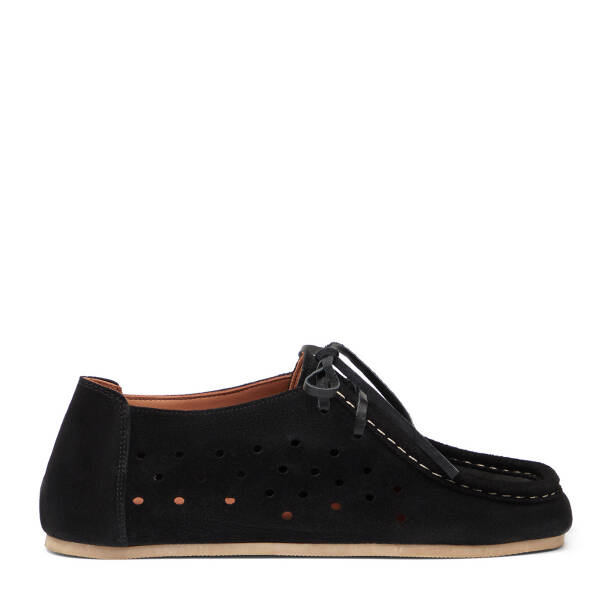 Siyah Hakiki Süet Deri Kadın Makosen - K26I1AY68417-A01 - Tergan