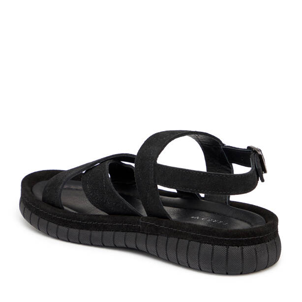 Siyah Hakiki Süet Deri Kadın Sandalet - K25Y1SN67844-A01 - 3