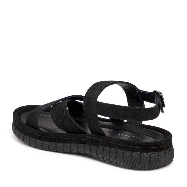 Siyah Hakiki Süet Deri Kadın Sandalet - K25Y1SN67844-A01 - 3