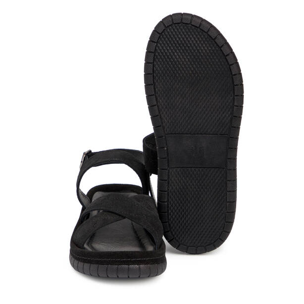 Siyah Hakiki Süet Deri Kadın Sandalet - K25Y1SN67844-A01 - 4