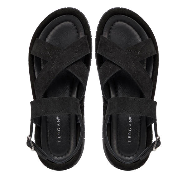 Siyah Hakiki Süet Deri Kadın Sandalet - K25Y1SN67844-A01 - 5