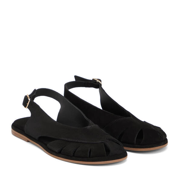 Siyah Hakiki Süet Deri Kadın Sandalet - K26Y1SN68419-A01 - 2
