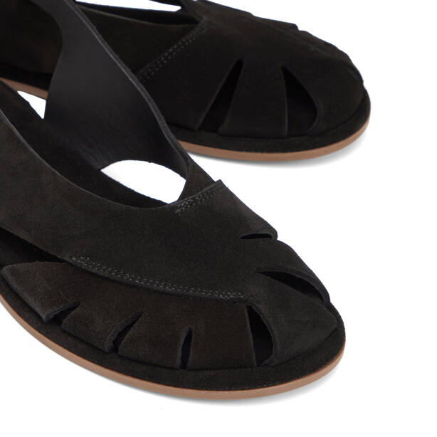 Siyah Hakiki Süet Deri Kadın Sandalet - K26Y1SN68419-A01 - 3