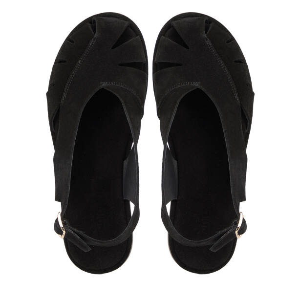 Siyah Hakiki Süet Deri Kadın Sandalet - K26Y1SN68419-A01 - 5
