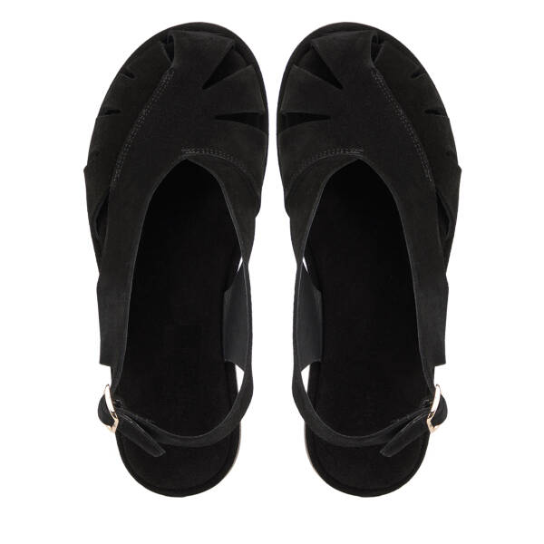 Siyah Hakiki Süet Deri Kadın Sandalet - K26Y1SN68419-A01 - 5