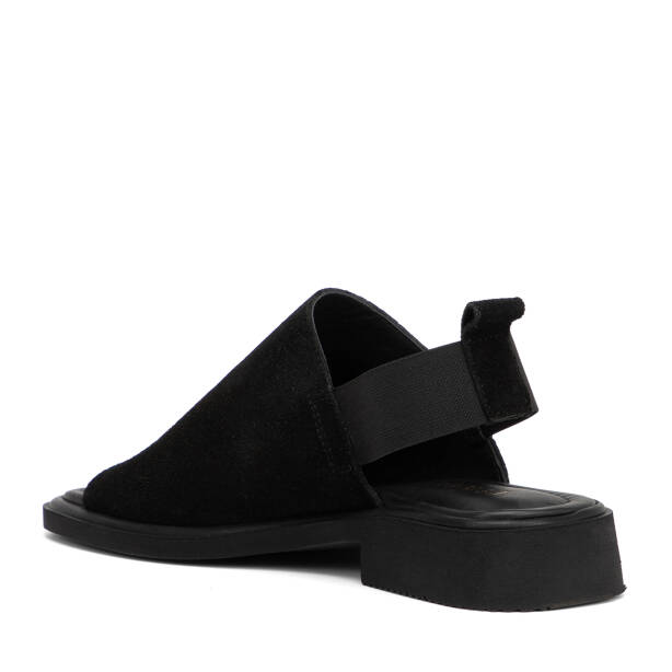 Siyah Hakiki Süet Deri Kadın Sandalet - K26Y1SN68433-A01 - 4