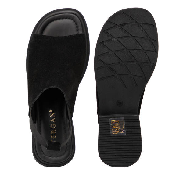 Siyah Hakiki Süet Deri Kadın Sandalet - K26Y1SN68433-A01 - 6