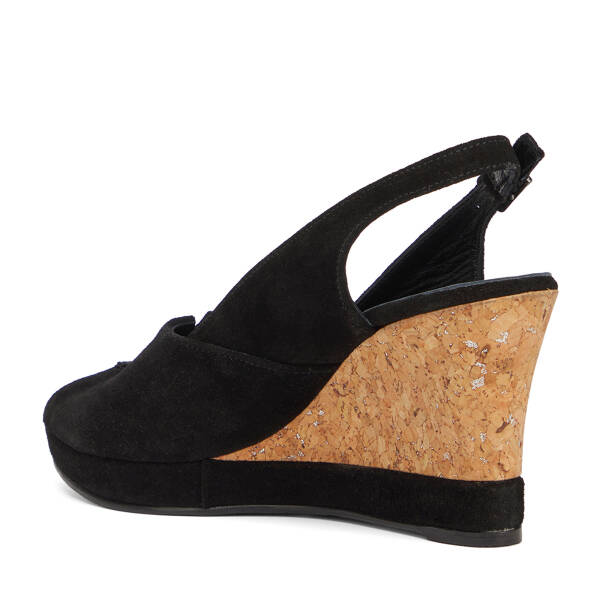 Siyah Hakiki Süet Deri Kadın Sandalet - K26Y1SN68493-A01 - 4