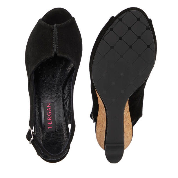Siyah Hakiki Süet Deri Kadın Sandalet - K26Y1SN68493-A01 - 6