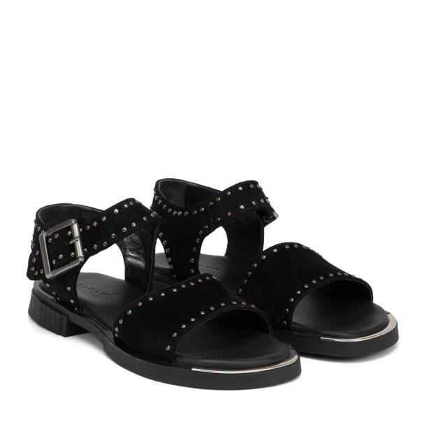 Siyah Hakiki Süet Deri Kadın Sandalet - K26Y1SN68555-A01 - 2