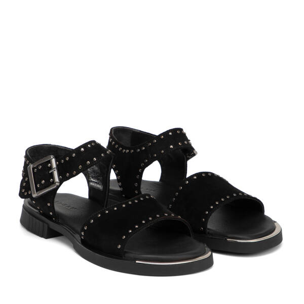 Siyah Hakiki Süet Deri Kadın Sandalet - K26Y1SN68555-A01 - 2