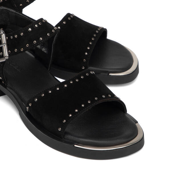 Siyah Hakiki Süet Deri Kadın Sandalet - K26Y1SN68555-A01 - 3