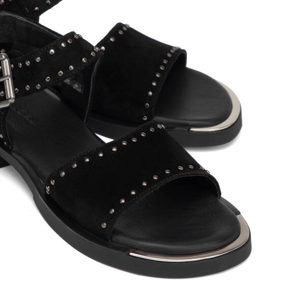 Siyah Hakiki Süet Deri Kadın Sandalet - K26Y1SN68555-A01 - 3