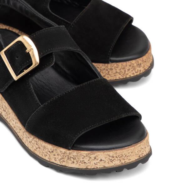 Siyah Hakiki Süet Deri Kadın Sandalet - K26Y1SN68583-A01 - 3