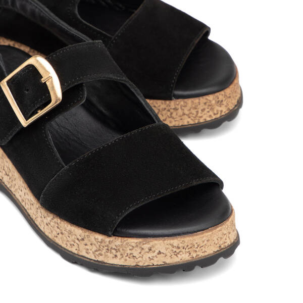 Siyah Hakiki Süet Deri Kadın Sandalet - K26Y1SN68583-A01 - 3