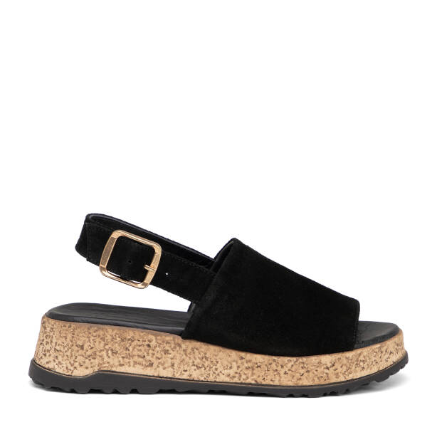 Siyah Hakiki Süet Deri Kadın Sandalet - K26Y1SN68584-A01 - 1