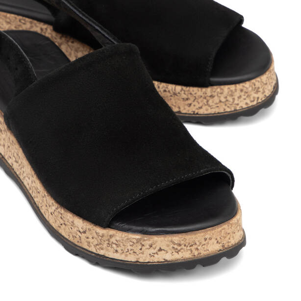 Siyah Hakiki Süet Deri Kadın Sandalet - K26Y1SN68584-A01 - 3