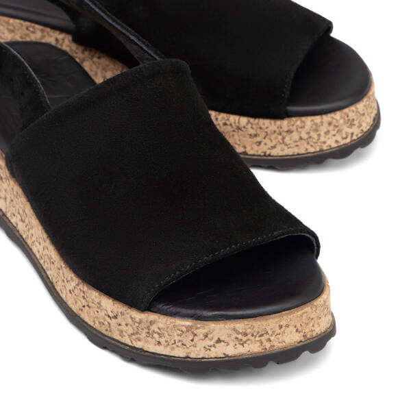 Siyah Hakiki Süet Deri Kadın Sandalet - K26Y1SN68584-A01 - 3