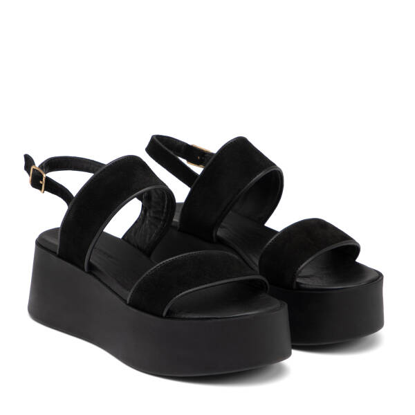 Siyah Hakiki Süet Deri Kadın Sandalet - K26Y1SN68588-A01 - 2