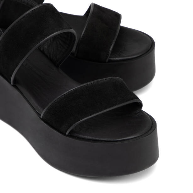 Siyah Hakiki Süet Deri Kadın Sandalet - K26Y1SN68588-A01 - 3
