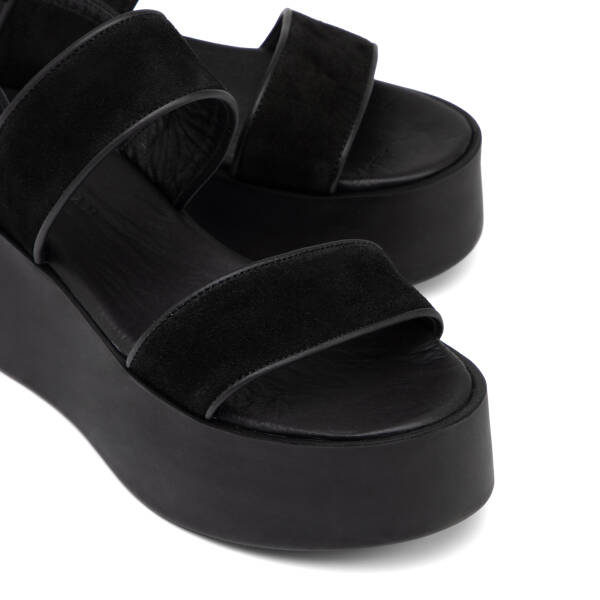 Siyah Hakiki Süet Deri Kadın Sandalet - K26Y1SN68588-A01 - 3