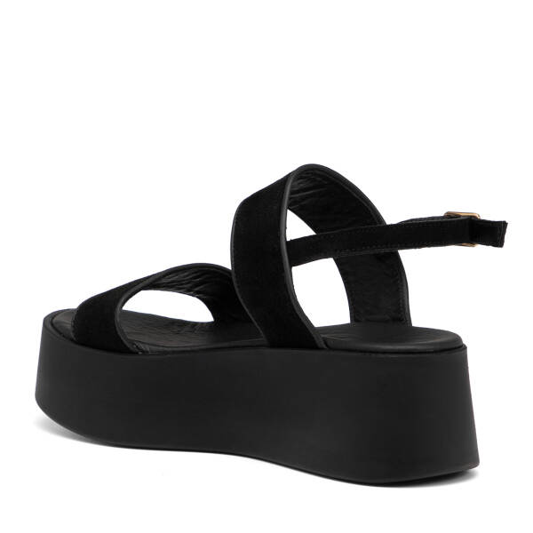 Siyah Hakiki Süet Deri Kadın Sandalet - K26Y1SN68588-A01 - 4