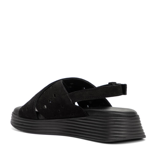 Siyah Hakiki Süet Deri Kadın Sandalet - K26Y1SN68594-A01 - 4