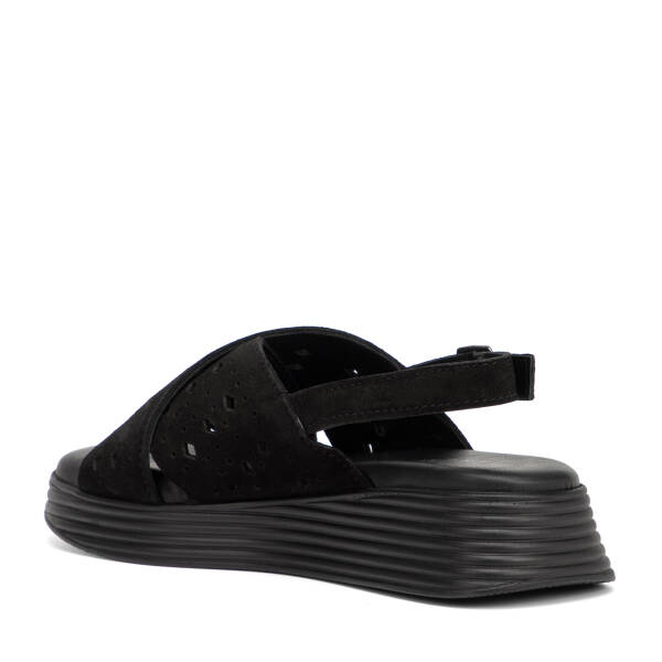 Siyah Hakiki Süet Deri Kadın Sandalet - K26Y1SN68594-A01 - 4