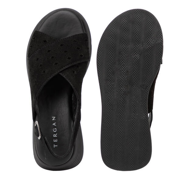 Siyah Hakiki Süet Deri Kadın Sandalet - K26Y1SN68594-A01 - 6