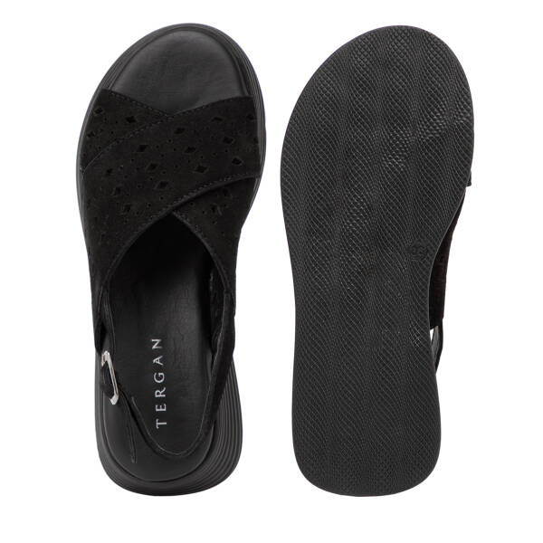 Siyah Hakiki Süet Deri Kadın Sandalet - K26Y1SN68594-A01 - 6