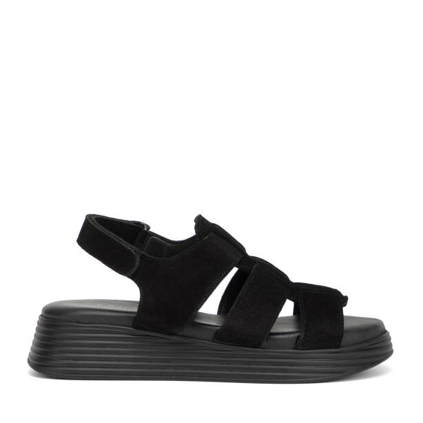 Siyah Hakiki Süet Deri Kadın Sandalet - K26Y1SN68595-A01 