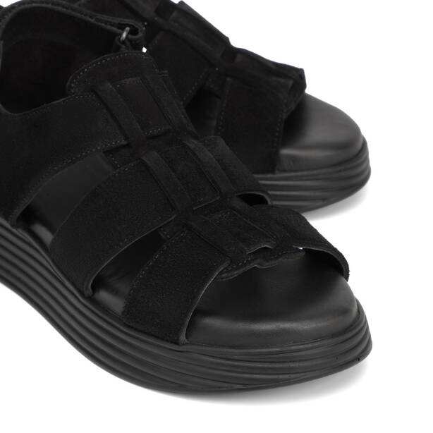 Siyah Hakiki Süet Deri Kadın Sandalet - K26Y1SN68595-A01 - 3