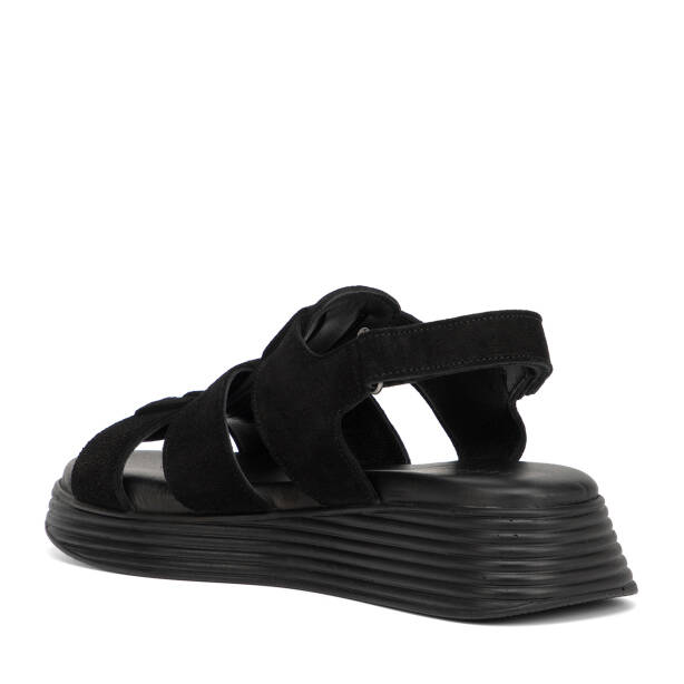 Siyah Hakiki Süet Deri Kadın Sandalet - K26Y1SN68595-A01 - 4