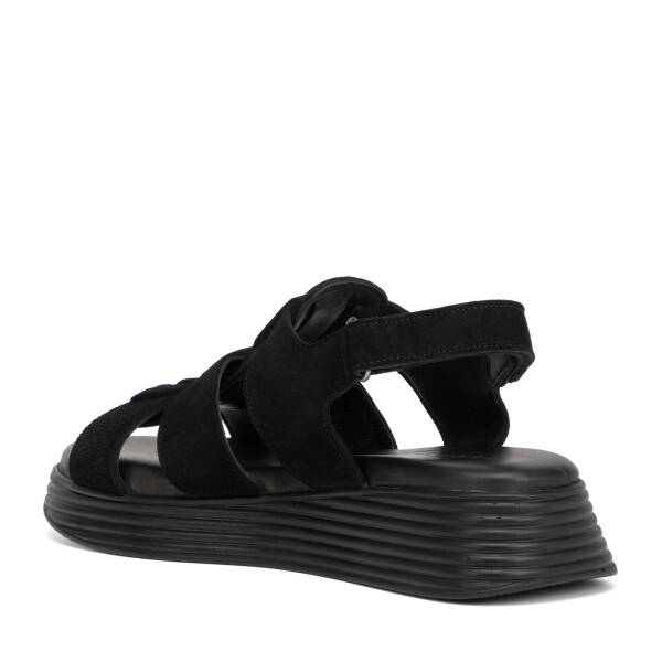 Siyah Hakiki Süet Deri Kadın Sandalet - K26Y1SN68595-A01 - 4