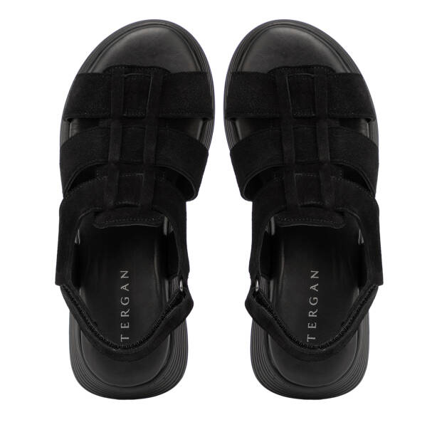 Siyah Hakiki Süet Deri Kadın Sandalet - K26Y1SN68595-A01 - 5