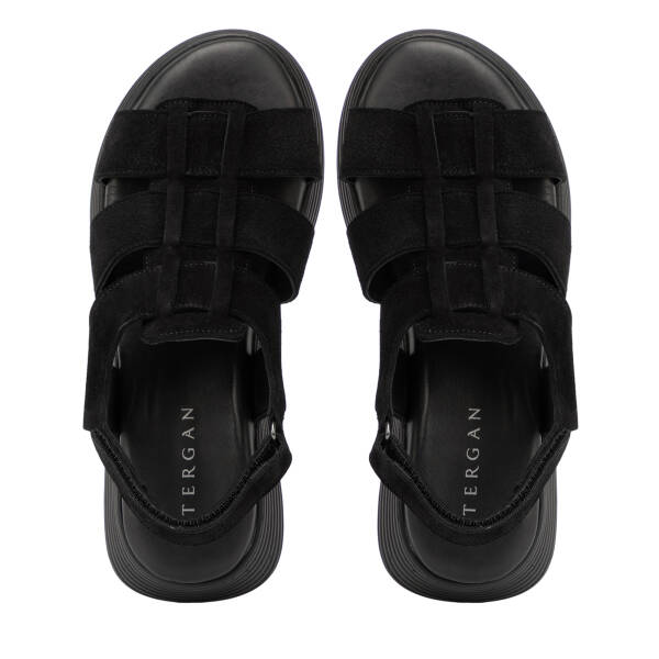 Siyah Hakiki Süet Deri Kadın Sandalet - K26Y1SN68595-A01 - 5
