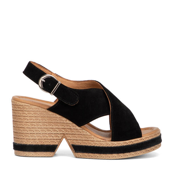 Siyah Hakiki Süet Deri Kadın Sandalet - K26Y1SN68607-A01 - 1