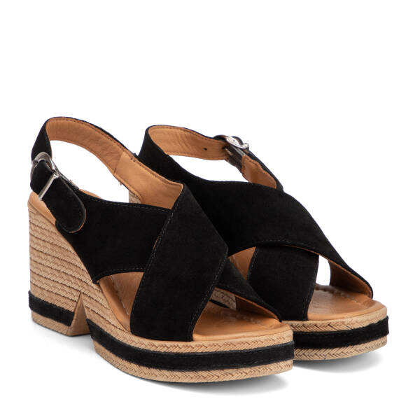 Siyah Hakiki Süet Deri Kadın Sandalet - K26Y1SN68607-A01 - 2