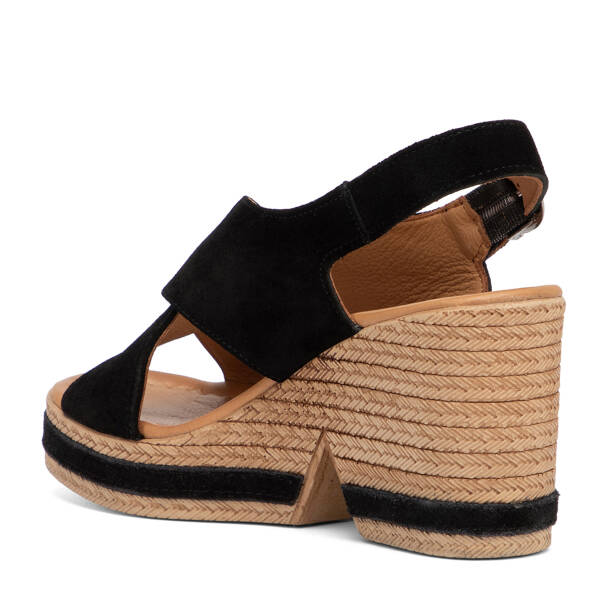 Siyah Hakiki Süet Deri Kadın Sandalet - K26Y1SN68607-A01 - 4