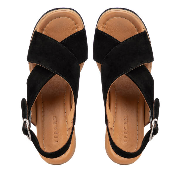 Siyah Hakiki Süet Deri Kadın Sandalet - K26Y1SN68607-A01 - 5