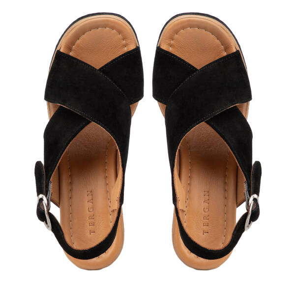 Siyah Hakiki Süet Deri Kadın Sandalet - K26Y1SN68607-A01 - 5