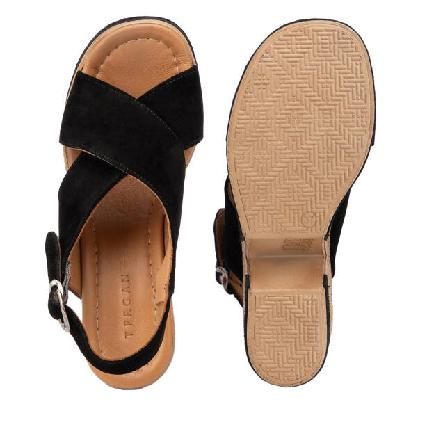 Siyah Hakiki Süet Deri Kadın Sandalet - K26Y1SN68607-A01 - 6