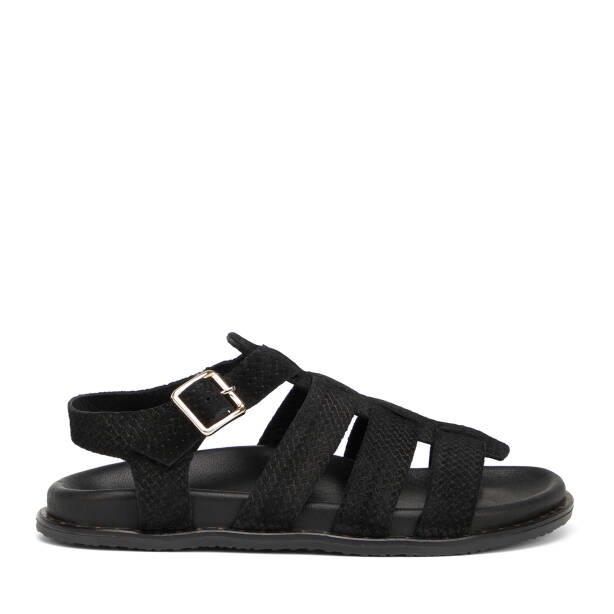 Siyah Hakiki Süet Deri Kadın Sandalet - K26Y1SN68639-A01 