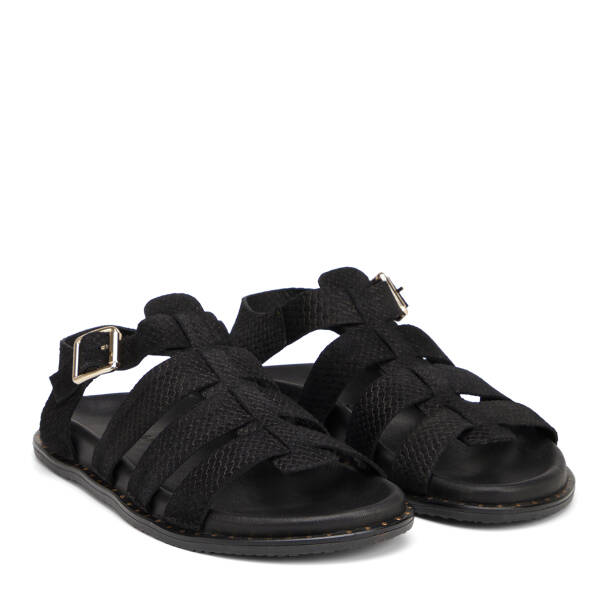 Siyah Hakiki Süet Deri Kadın Sandalet - K26Y1SN68639-A01 - 2