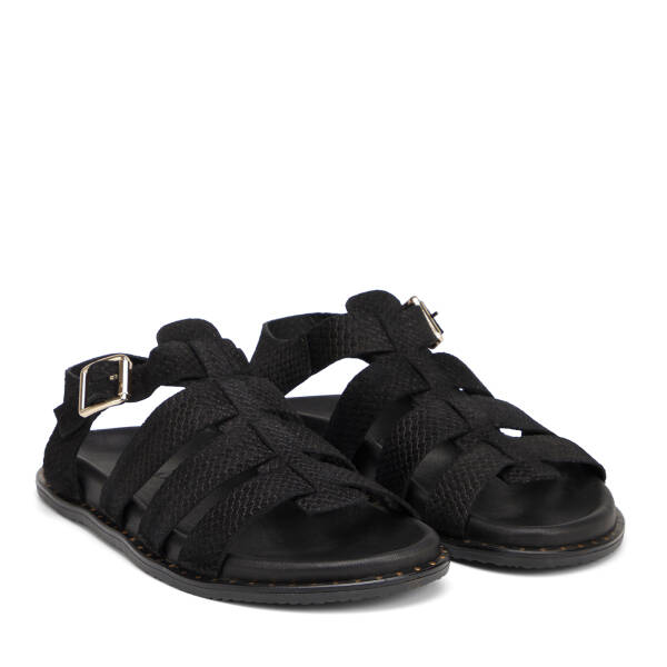 Siyah Hakiki Süet Deri Kadın Sandalet - K26Y1SN68639-A01 - 2