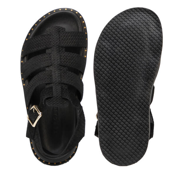 Siyah Hakiki Süet Deri Kadın Sandalet - K26Y1SN68639-A01 - 6