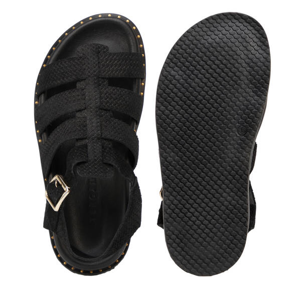 Siyah Hakiki Süet Deri Kadın Sandalet - K26Y1SN68639-A01 - 6