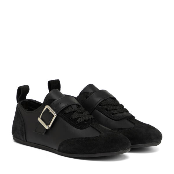 Siyah Hakiki Süet Deri Kadın Sneaker - K26S1AY68838-W19 - 2