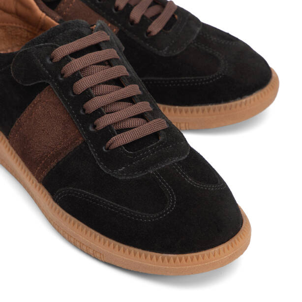 Siyah Hakiki Süet Deri Kadın Sneaker - K4MEAY068704-A01 - Tergan Four Season
